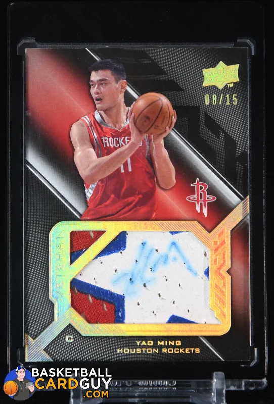 Yao Ming 2008-09 UD Black Veteran Signed Jersey Pieces Gold #SPVYM ALL-STAR PATCH #/15