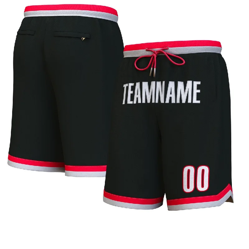 Custom Black White Personalized Basketball Shorts