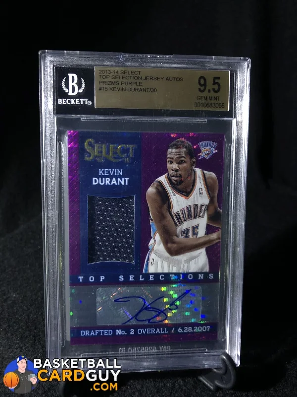 Kevin Durant 2013-14 Select Top Selections Jersey Autographs Prizms Purple #/30 BGS 9.5 Gem Mint