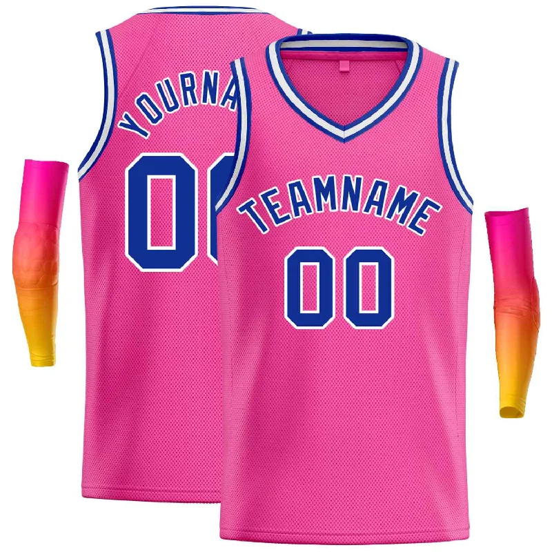 Custom Pink Royal-White Classic Tops Men Casual Basketball Jersey