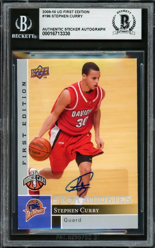 Stephen Curry Autographed 2009-10 Upper Deck First Edition Rookie Card #196 Golden State Warriors Beckett BAS #16713330