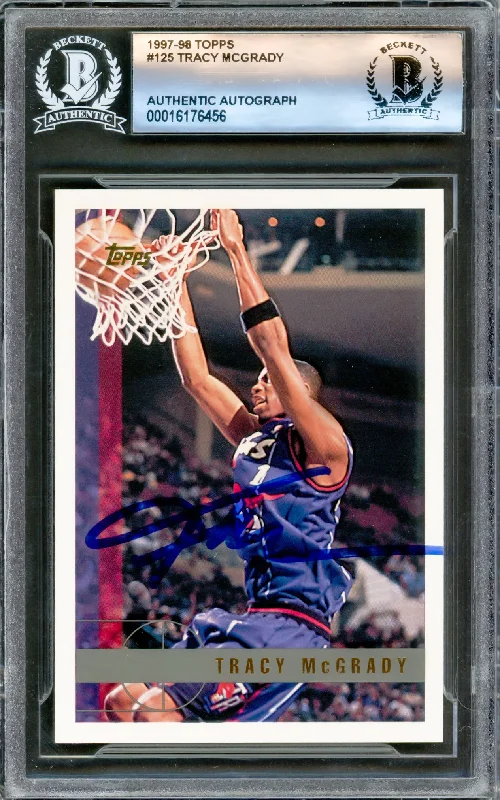 Tracy McGrady Autographed 1997-98 Topps Rookie Card #125 Toronto Raptors Beckett BAS #16176456