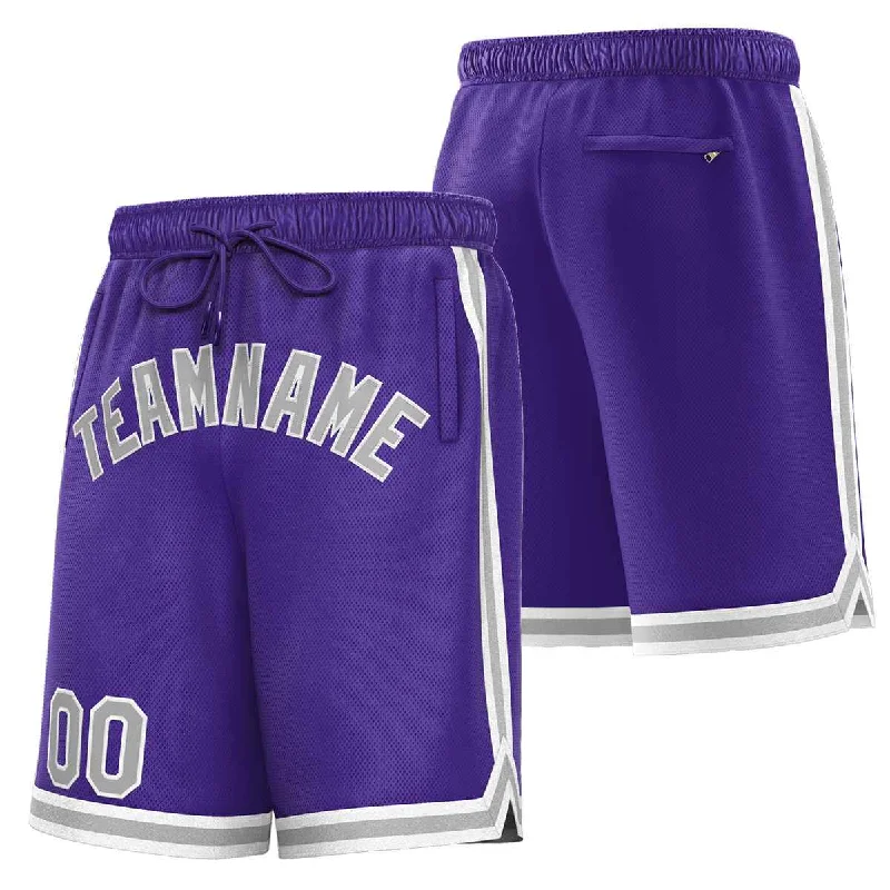 Custom Purple Gray Sport Basketball Shorts