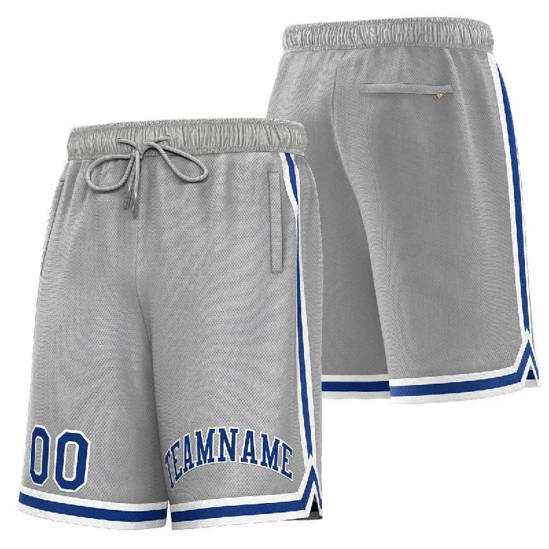 Custom Gray Royal-White Sport Basketball Shorts