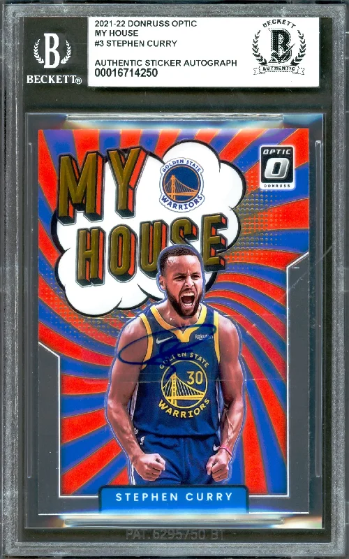 Stephen Curry Autographed 2021-22 Donruss Optic My House Card #3 Golden State Warriors Beckett BAS #16714250