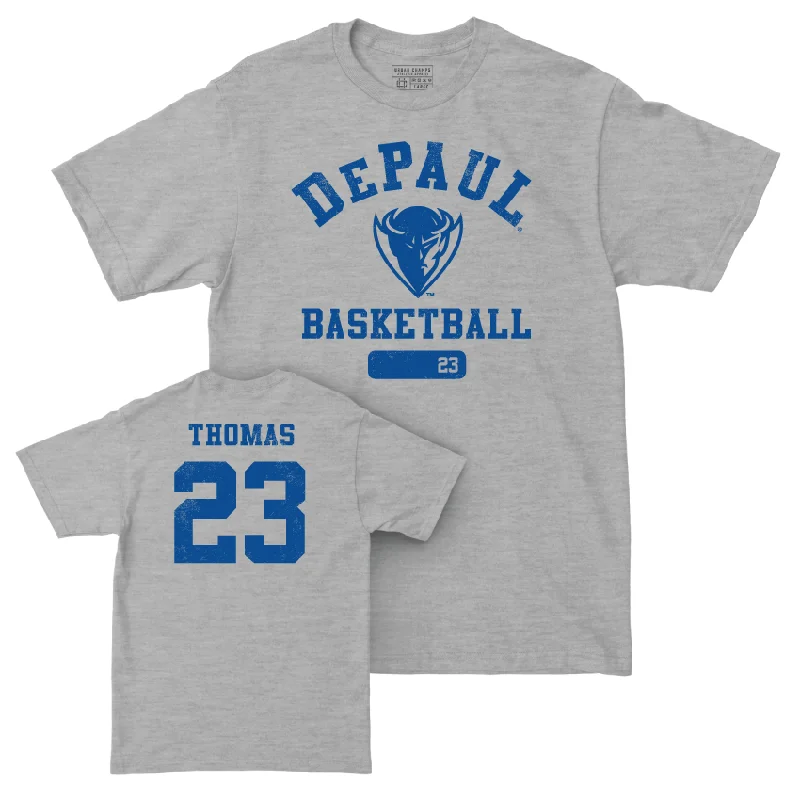 DePaul Men's Basketball Sport Grey Varsity Tee - David Thomas | #23