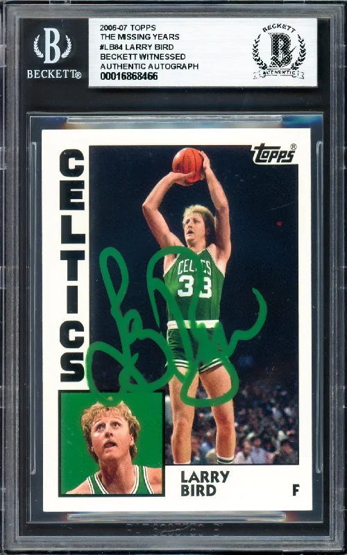 Larry Bird Autographed 2006-07 Topps The Missing Years Card #LB84 Boston Celtics Beckett BAS Witness #16868466