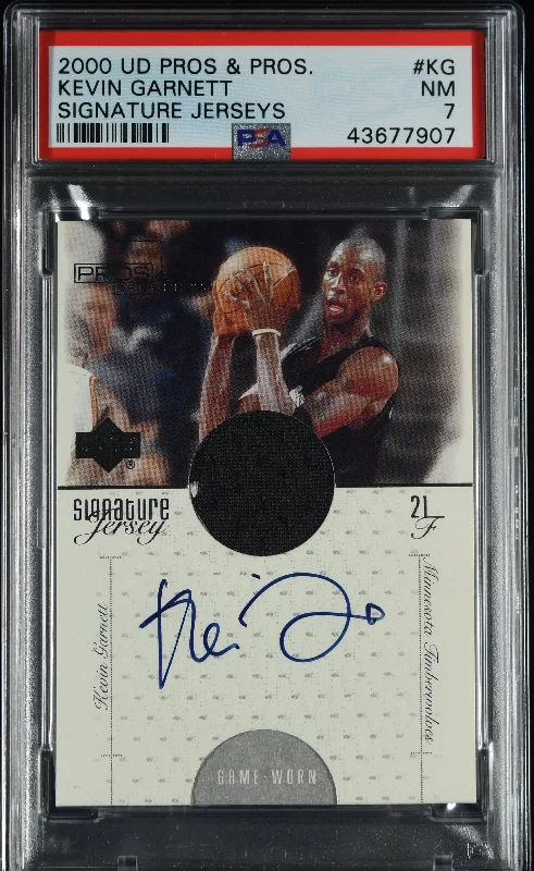 Kevin Garnett 2000-01 Upper Deck Pros and Prospects Signature Jerseys #KG PSA 7