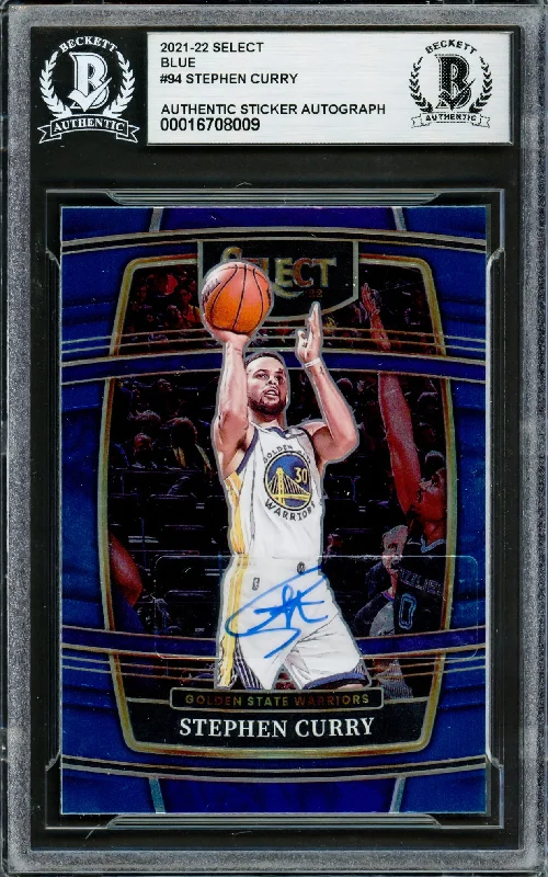 Stephen Curry Autographed 2021-22 Select Blue Card #94 Golden State Warriors Beckett BAS