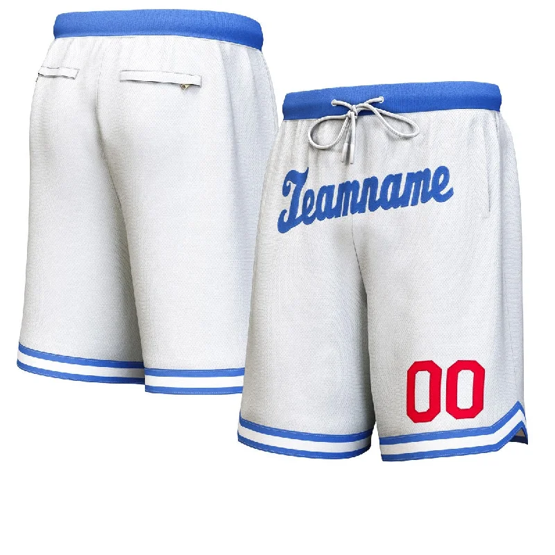 Custom White Royal Personalized Basketball Shorts