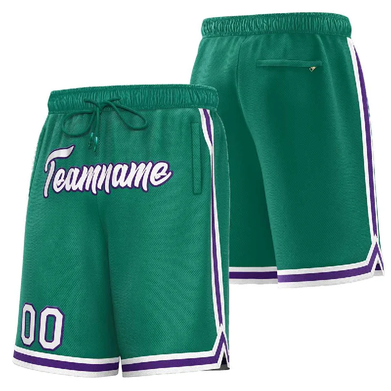 Custom Green White-Purple Sport Basketball Shorts