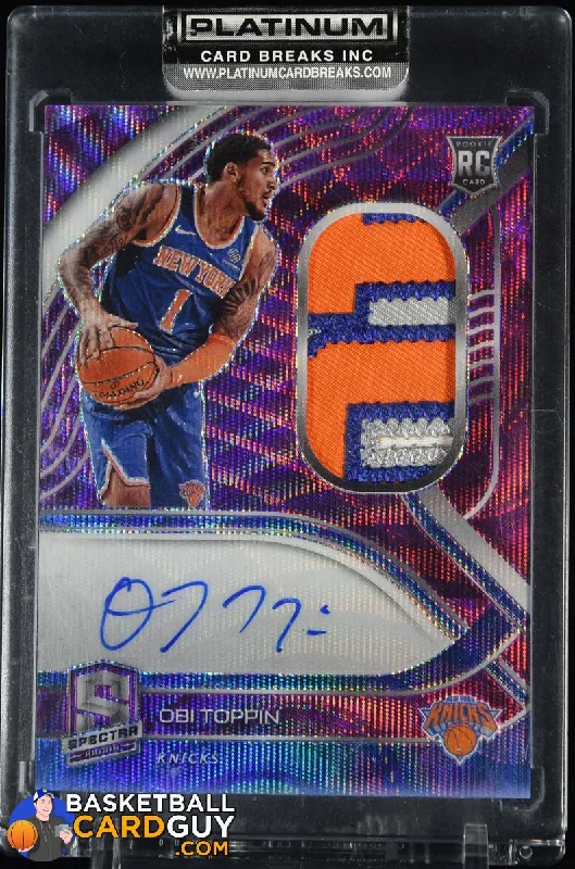 Obi Toppin 2020-21 Panini Spectra Rookie Jersey Autographs Purple Wave FOTL #186 #/8