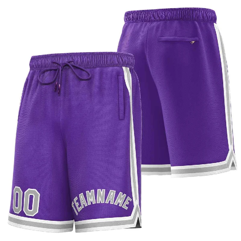 Custom Purple Gray-White Sport Basketball Shorts