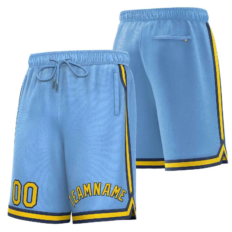 Custom Powder Blue Gold-Black Sport Basketball Shorts