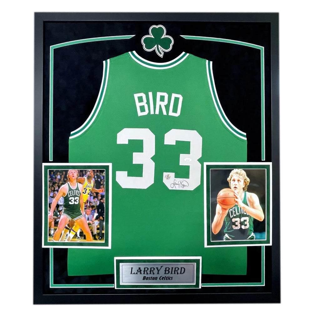 Larry Bird Autographed Boston Celtics Jersey Framed JSA Signed Green Memorabilia