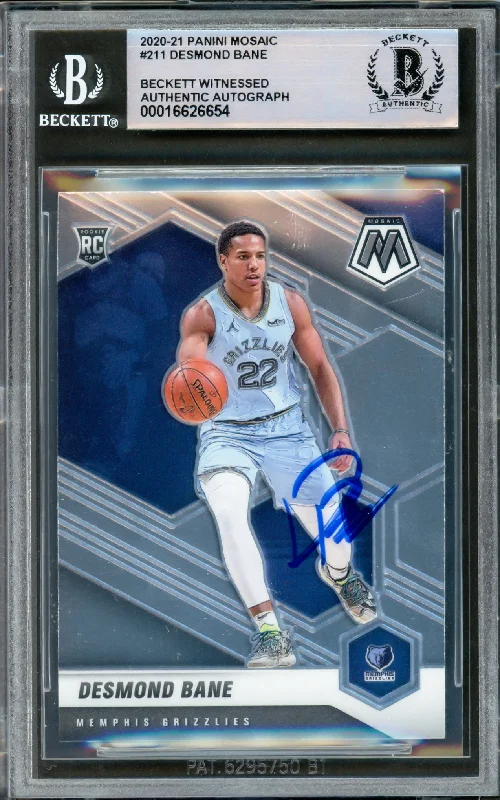 Desmond Bane Autographed 2020-21 Panini Mosaic Rookie Card #211 Memphis Grizzlies Beckett BAS Witnessed #16626654