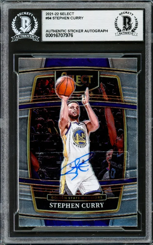 Stephen Curry Autographed 2021-22 Select Card #94 Golden State Warriors Beckett BAS