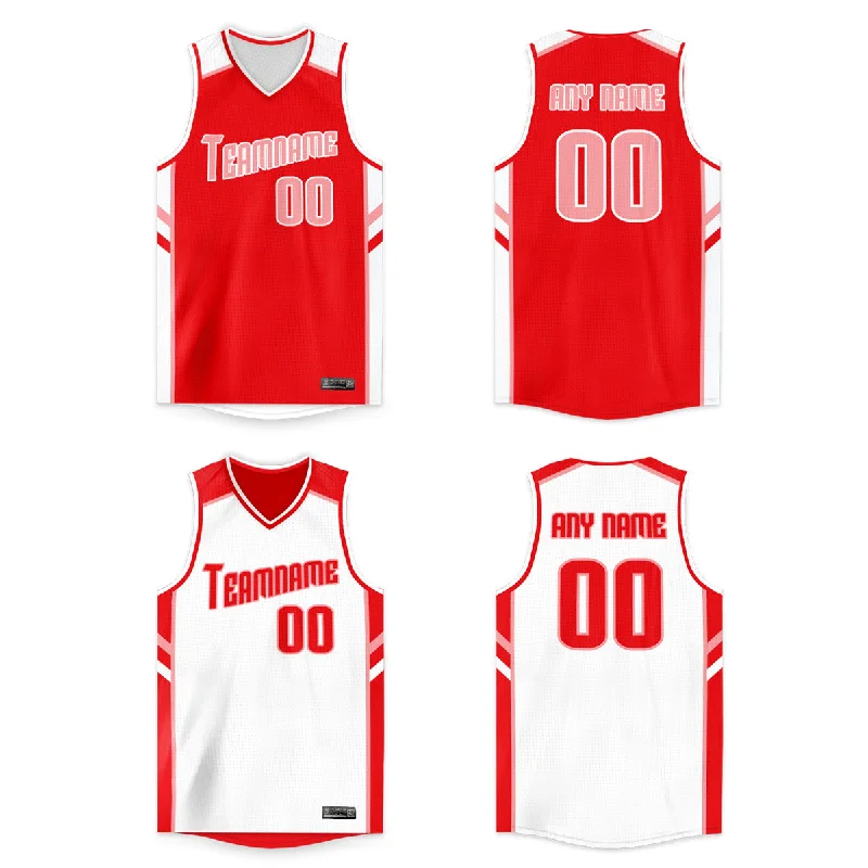 Custom Red White Double Side Tops Basketball Jersey