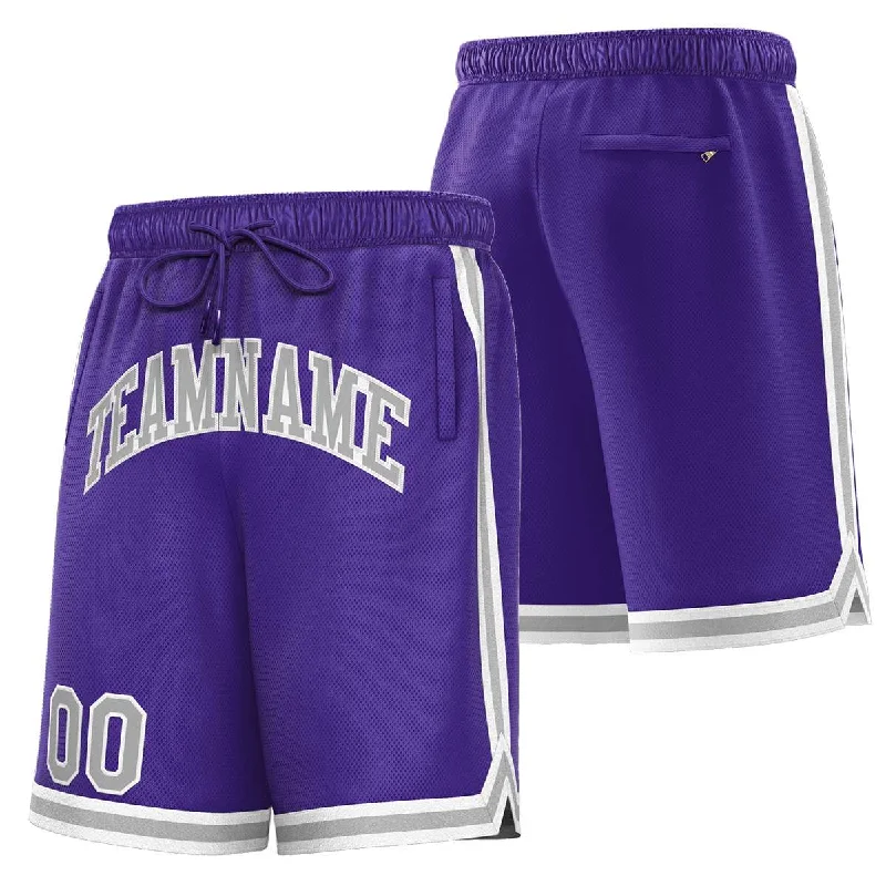 Custom Purple Gray Sport Basketball Shorts