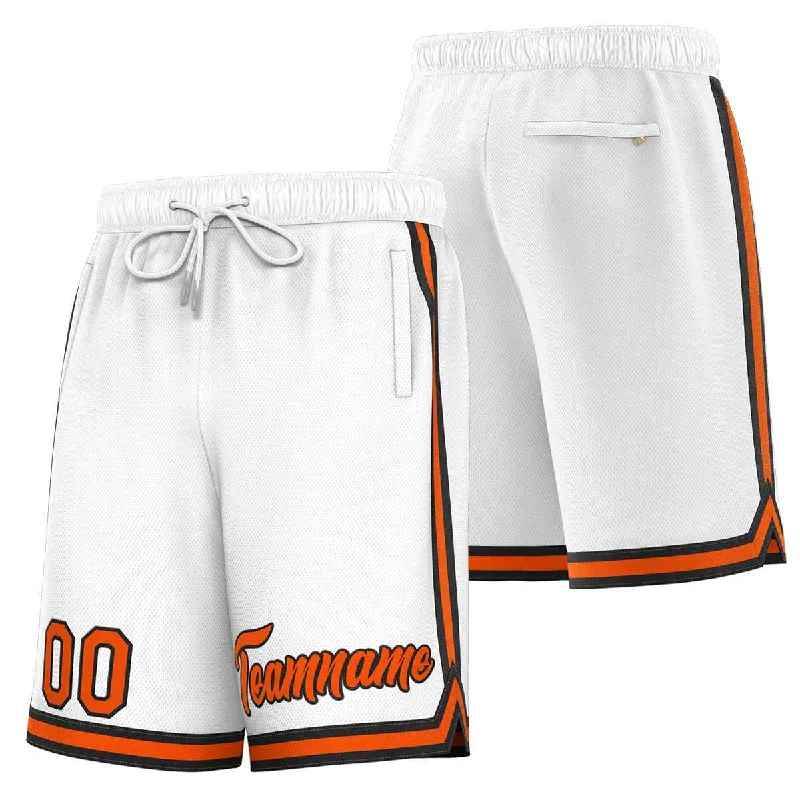 Custom White Orange-Black Sport Basketball Shorts