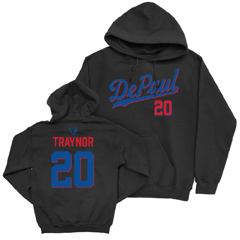 DePaul Men's Basketball Black Script Hoodie - Jayden Traynor | #20