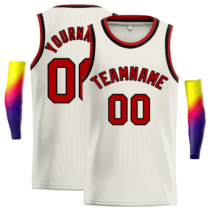 Custom Cream Red-Black Classic Tops Casual Basketball Jersey