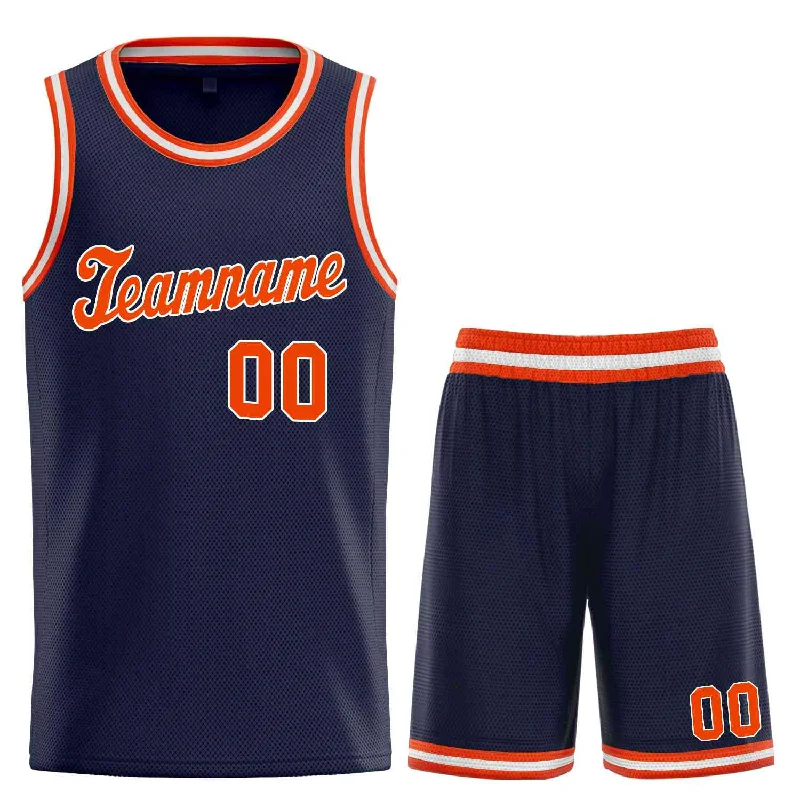 Custom Navy Orange-White Classic Sets Sports Uniform Basketball Jersey