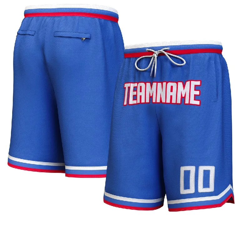 Custom Royal White-Red Personalized Basketball Shorts