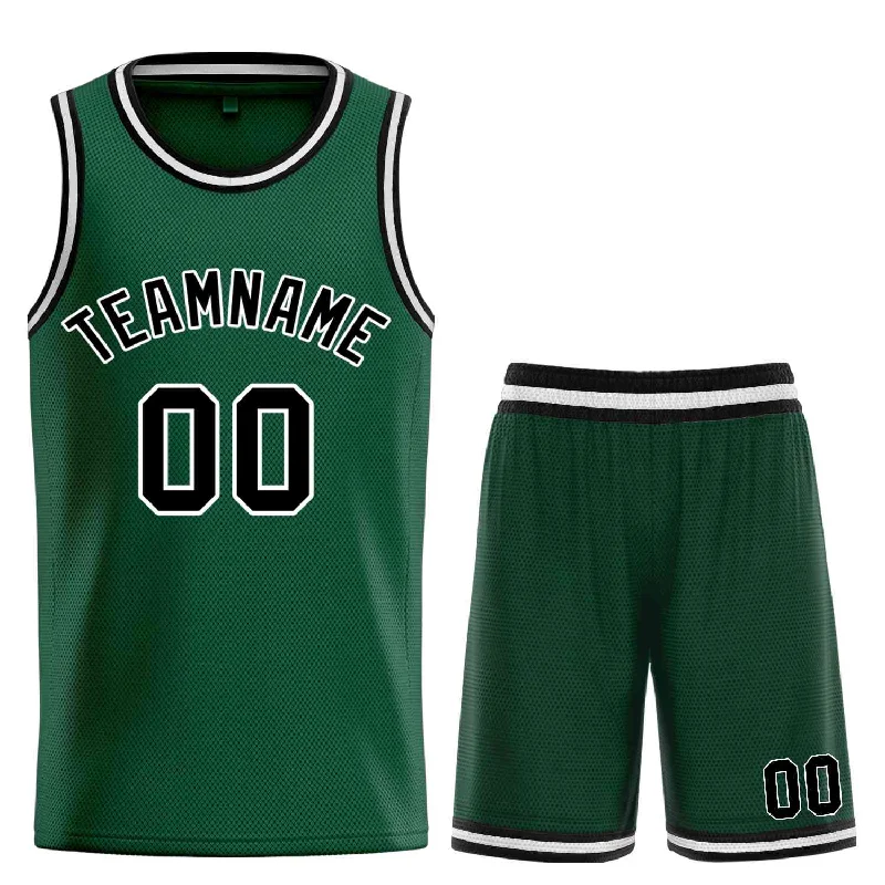 Custom Hunter Green Black-White Bull Classic Sets Curved Basketball Jersey