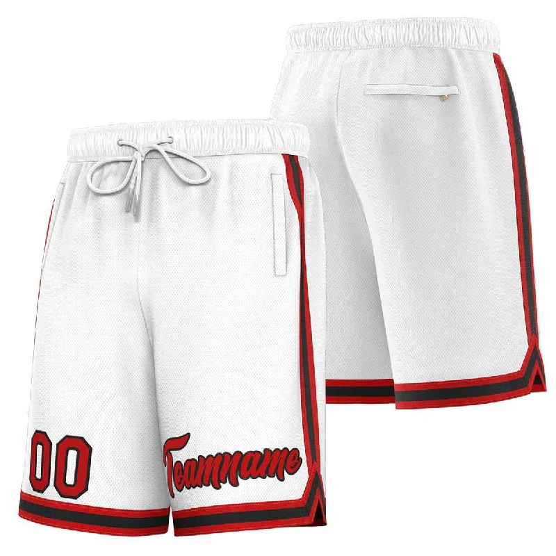 Custom White Red-Black Sport Basketball Shorts