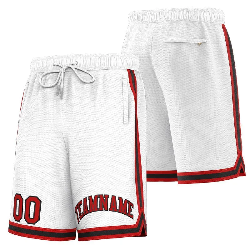 Custom White Red-Black Sport Basketball Shorts