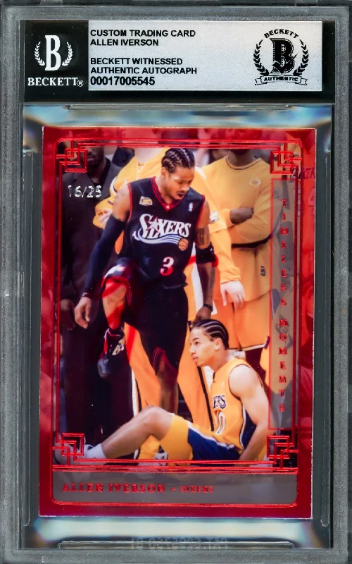 Allen Iverson Autographed Timeless Moments Card #TML-AI Card Philadelphia 76ers #/25 Beckett BAS Witness