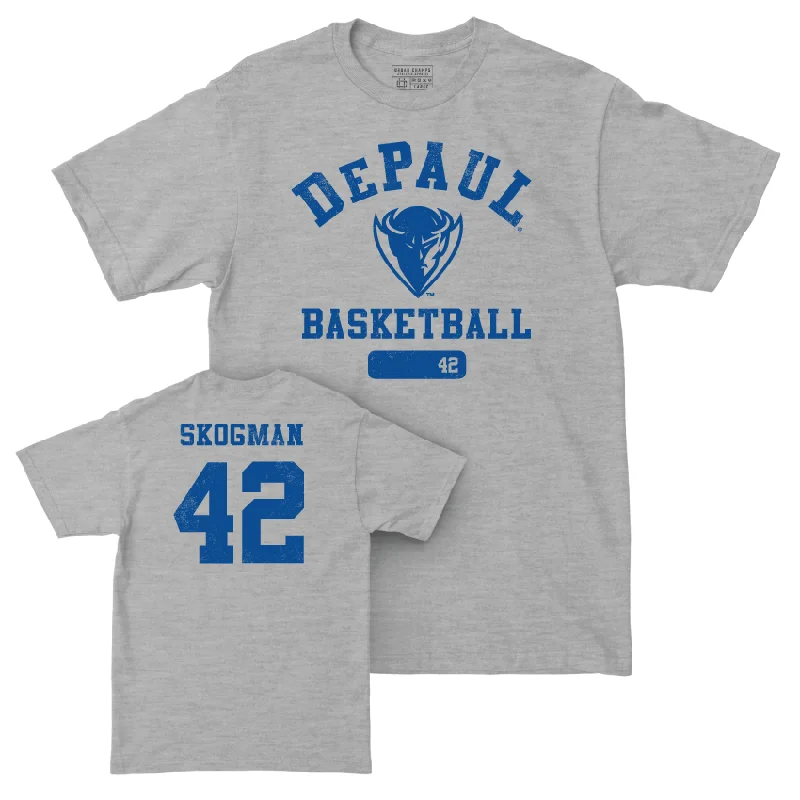 DePaul Men's Basketball Sport Grey Varsity Tee - David Skogman | #42