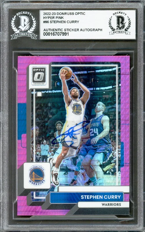 Stephen Curry Autographed 2022-23 Donruss Optic Pink Prizm Card #96 Golden State Warriors Beckett BAS #16707991