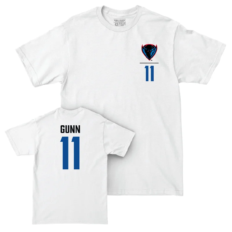 DePaul Men's Basketball White Logo Comfort Colors Tee - CJ Gunn | #11