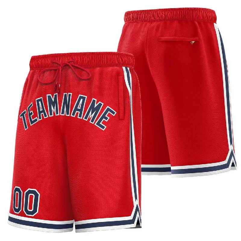 Custom Red Navy-White Sport Basketball Shorts