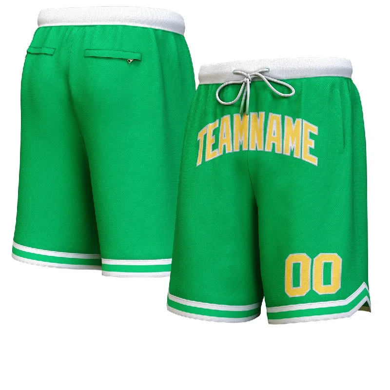 Custom Green Yellow-White Personalized Basketball Shorts