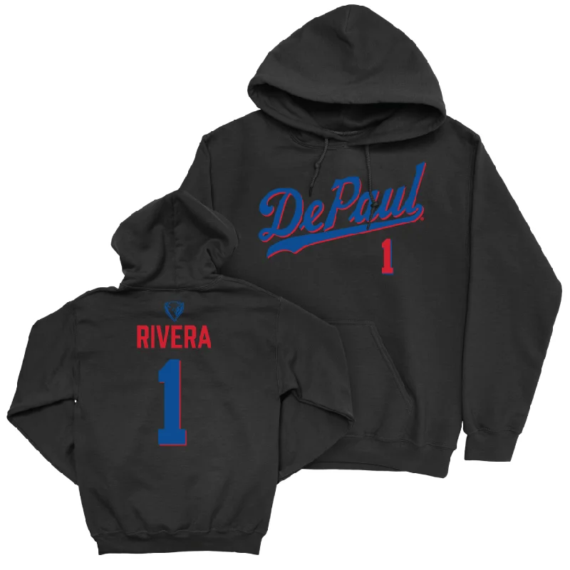 DePaul Men's Basketball Black Script Hoodie - Isaiah Rivera | #1