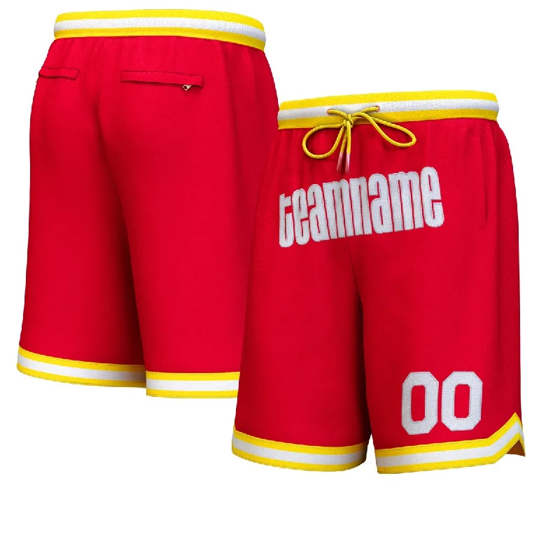 Custom Red White Personalized Basketball Shorts