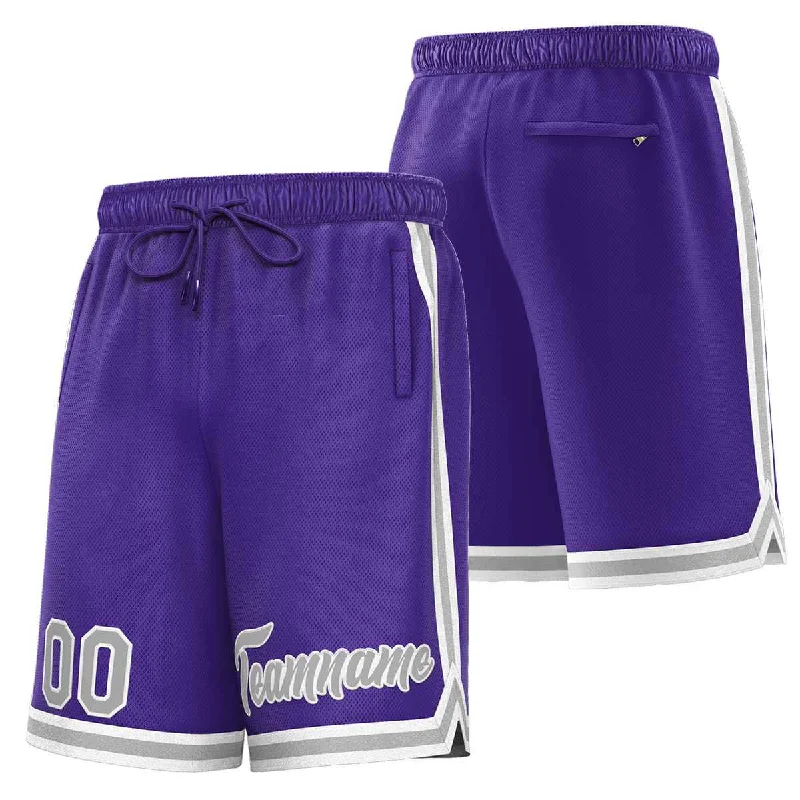 Custom Purple Gray Sport Basketball Shorts