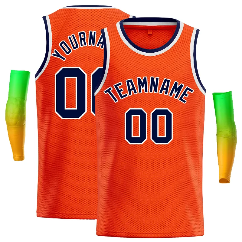 Custom Orange Navy-White Classic Tops Casual Basketball Jersey