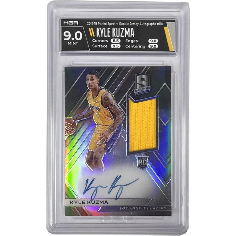 Kyle Kuzma 2017-18 Panini Spectra Rookie Jersey Autograph #118 HGA 9.0