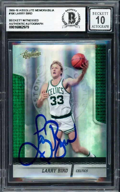 Larry Bird Autographed 2009-10 Absolute Memorabilia Card #106 Boston Celtics Auto Grade Gem Mint 10 #461/499 Beckett BAS Witness #16862979