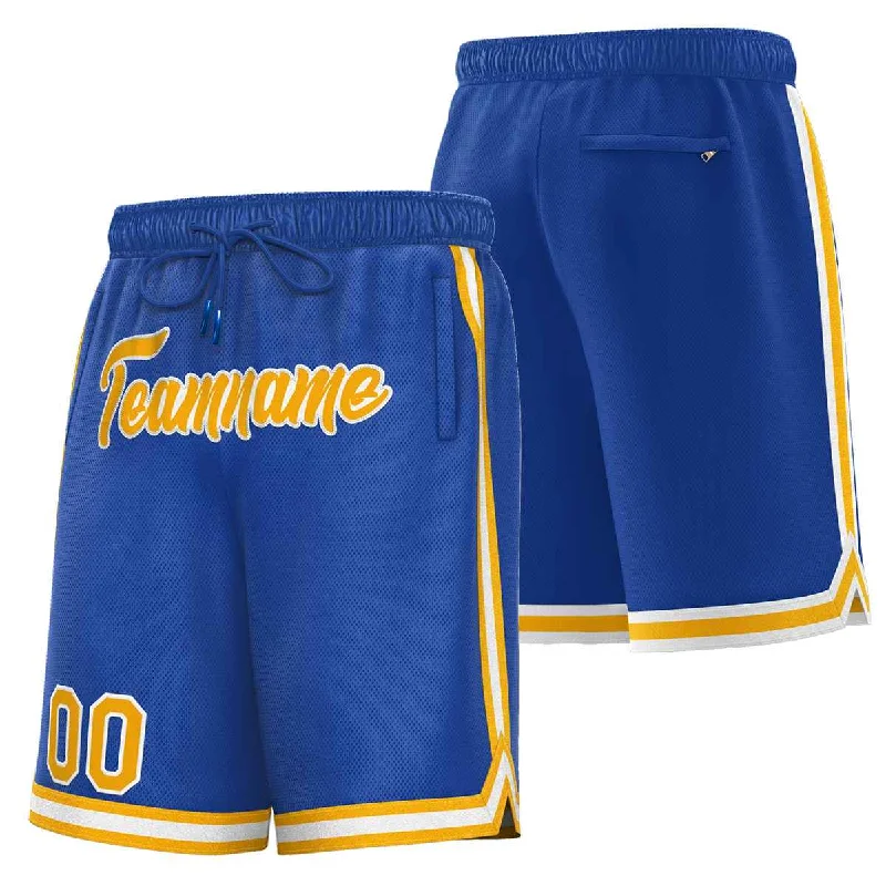 Custom Royal Yellow-White Sport Basketball Shorts