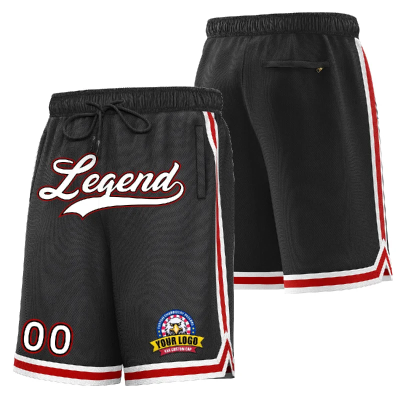 Custom Black White Red Basketball Shorts