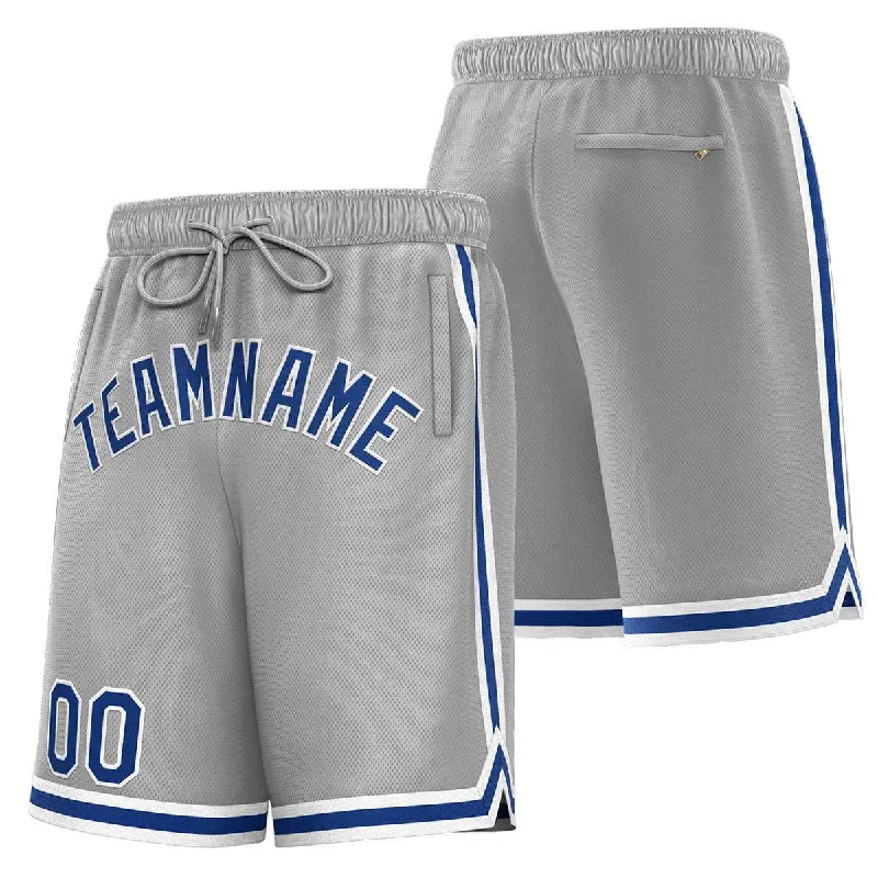 Custom Gray Royal-White Sport Basketball Shorts