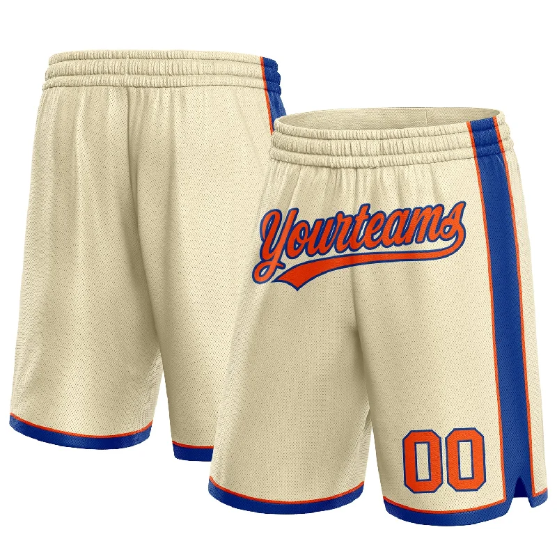 Custom Cream Orange-Royal Authentic Basketball Shorts