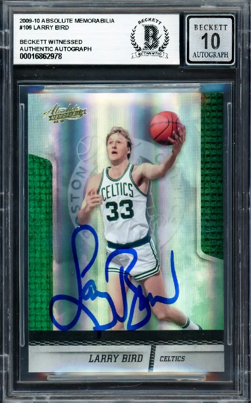 Larry Bird Autographed 2009-10 Absolute Memorabilia Card #106 Boston Celtics Auto Grade Gem Mint 10 #353/499 Beckett BAS Witness #16862978