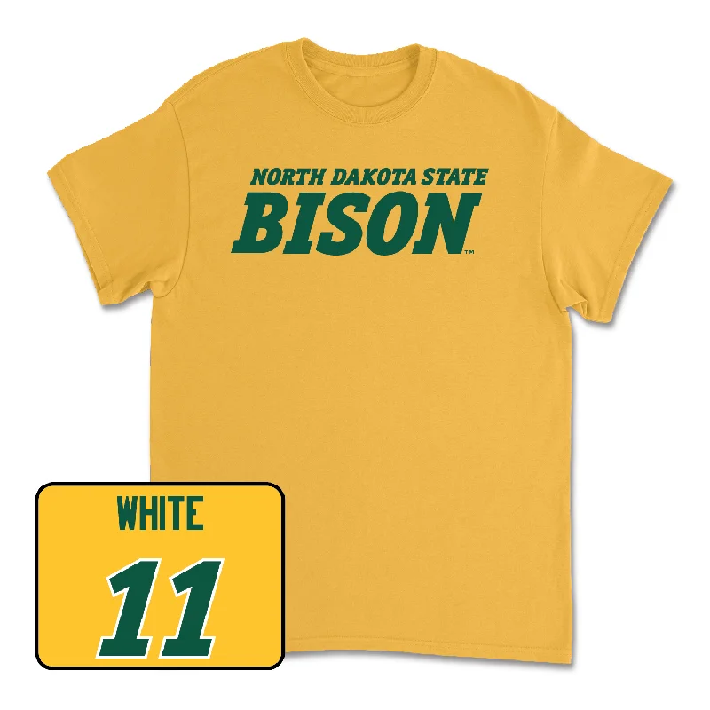 Gold Men's Basketball Bison Tee - Jacari White