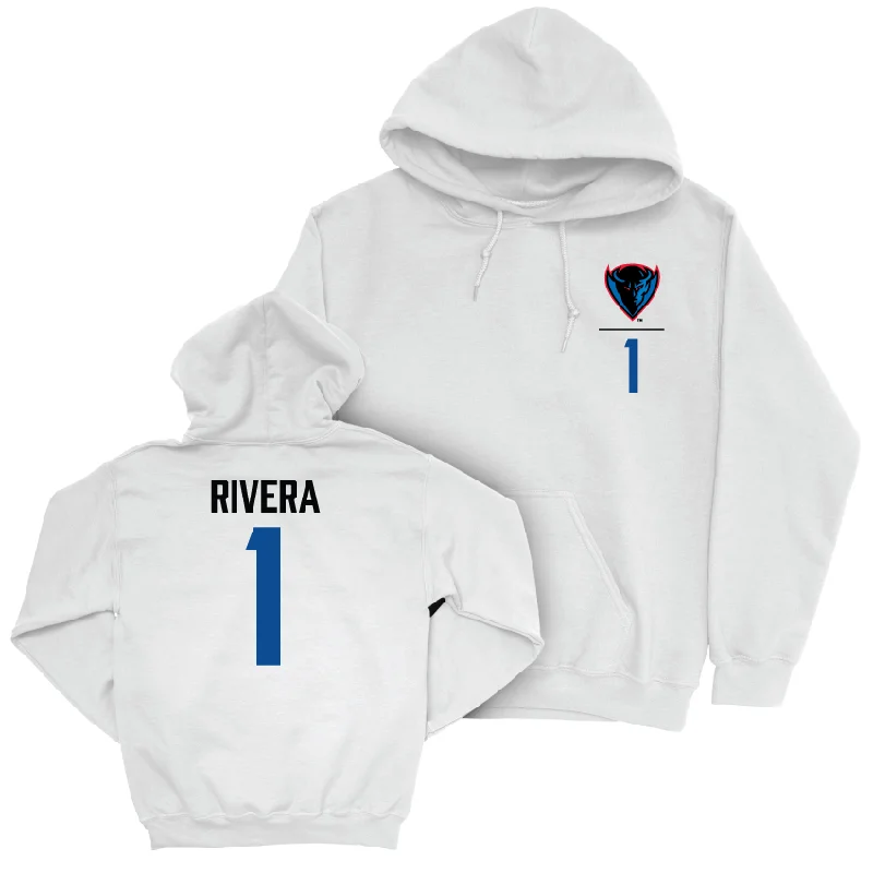 DePaul Men's Basketball White Logo Hoodie - Isaiah Rivera | #1